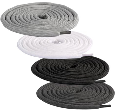 EIHI Lot de 8 Cordon de Rechange pour Sweat à Capuche, Cordon pour Bas de Jogging, 130 cm Bout en Cuivre Cordon Remplacement pour Vestes Sweat Shirts Shorts (Noir et blanc gris clair gris foncé)