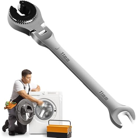 Clé à cliquet, clé à écrou à cliquet - Clé à cliquet avec rotation ouverte à 180° - Clé plate à cliquet à double ouverture - Outil à main - Clé à écrou pour tubes de réparation