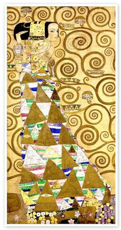 L'Arbre de vie (L'Attente) Poster de Gustav Klimt 20 x 40 cm Jaune Tableaux Décoration murale