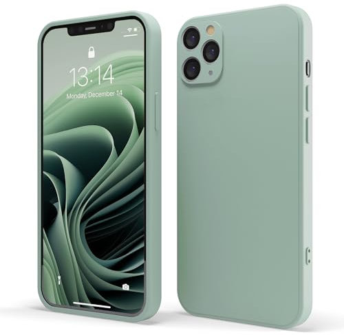 Red Ember Shockproof Case for iPhone, Ultra Slim Protective Liquid Silicone Matte Finish Phone Case with Soft Anti-Scratch Microfiber Lining (Sage, iPhone 11 Pro Max)