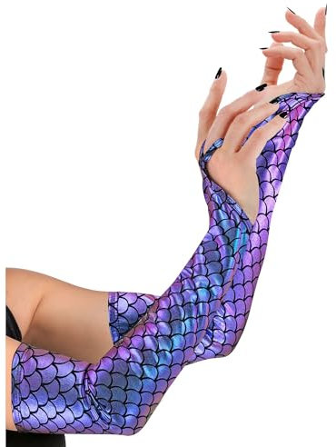 W WIDMANN MILANO Party Fashion - Handschuhe Meerjungfrau Damen, Schuppenmuster, Unterwasserwelt