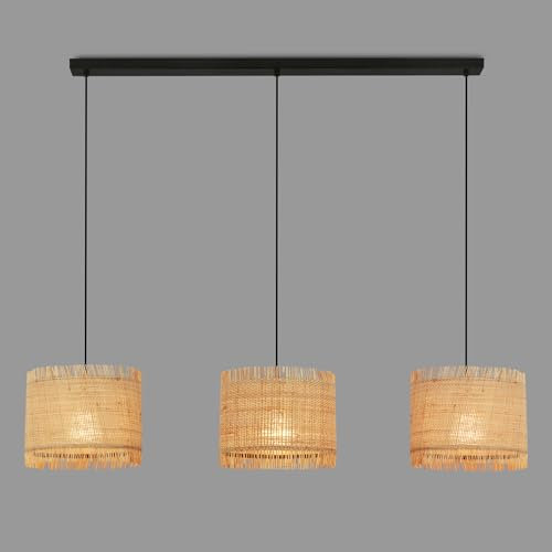 BRILONER - Pendelleuchte mit Strohschirm, E27 Fassung, max. 10 W, Boho, aesthetic, Hängeleuchte, Hängelampe Esstisch, Esszimmerlampe hängend, Wohnzimmerlampe, 110 x 25 x 120 cm (LxBxH), Natur