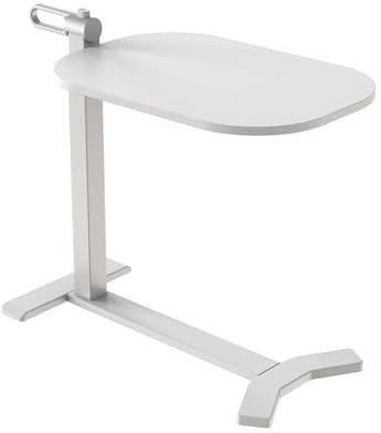 Spacetronik Beistelltisch Couch Höhenverstellbar 585–985 mm, Beistelltisch C Form, Mobiler Couchtisch mit verdeckten Rollen - Laptoptisch für Couch, Bett, Homeoffice, 60x40 cm (Weiß)