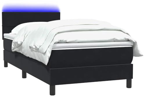 vidaXL Boxspringbett mit Matratze Schwarz 80x220 cm Samt, Bett, Bettrahmen, Einzelbett, Schlafzimmermöbel, Lattenrost, Samtbett, Polsterbett