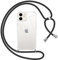 Phoona Crossbody Lanyard Case for iPhone 12 / iPhone 12 Pro 6,1 with Strap, Necklace Mobile Phone Cover with Adjustable Neck Strap, Clear Transparent TPU Soft Phone Cover with Neck Cord-Black