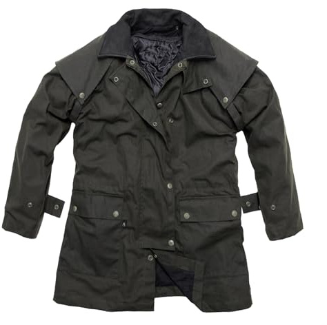 Drover Wachsjacke Australien Style- Ölzeug Jacke mit herausnehmbarem Winterfutter in schwarz & braun