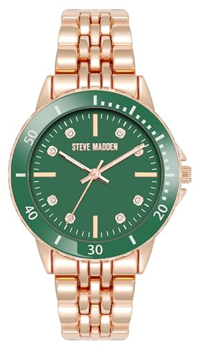 Steve Madden Frauen echtes kristallakentisches Armband Uhr