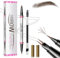 2 Fork Microblading Eyebrow Pen - Brown Eyebrow Pencil Magic - Micro 2 Prong Fine Eye Brow Pencil with Brush - Waterproof Eyebrow Filler Pen for Creating Natural Hair-Like Brows