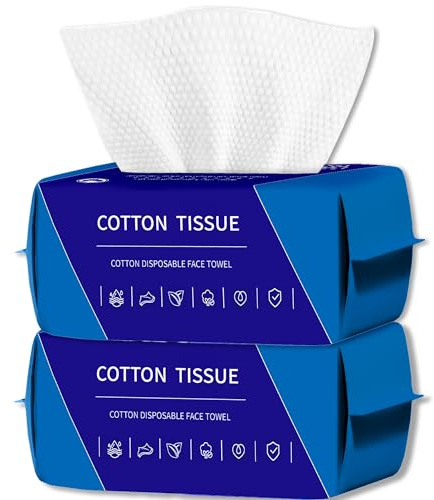 200 Count Disposable Face Towel, Dual-Textured Clean Wipes – Dry/Wet Use, Ultra-Soft Facial Towels, Lint-Free Face Towel Disposable for Women Cleansing, Makeup, Travel