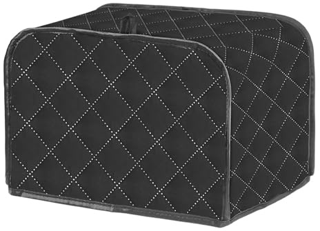 Toaster Dust Cover, Washable Polyester Padded Dustproof Toaster Cover for Most Standard 2 4 Slice Toasters (Black,L)
