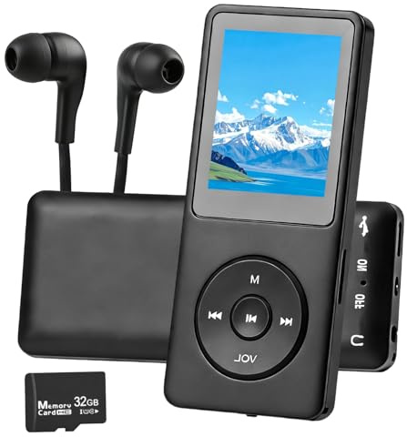 Lecteur MP3 32Go Bluetooth 5.3, Baladeur HiFi avec Écran Couleur TFT 1,8'' | Haut-parleur, Radio FM, Enregistreur, Livre électronique, Podomètre, microSD jusqu’à 128Go, pour Enfants/Sport