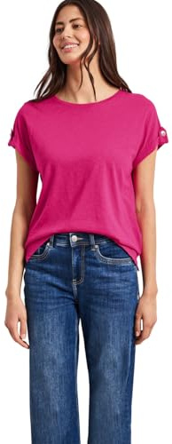 Damen T-Shirt mit Rundhals und Knopfdetails