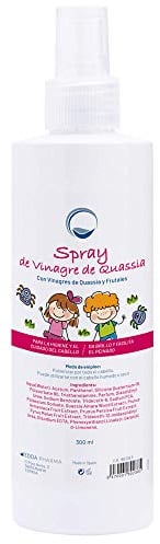 Acondicionador en Spray Preventivo Antipiojos con Vinagre de Quassia y Frutal - Impide que los piojos se adhieran al pelo - Desenreda y da Brillo - Apto Cuero Cabelludo Sensible