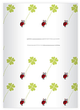 Kartenkaufrausch 2 Süße Marienkäfer DIN A4 Schulhefte, Schreibhefte mit Glücks Klee auf weiß Lineatur 20 (blanko Heft)