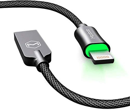 AICase Charging Cable, Smart LED Auto Disconnect Nylon Braided Sync Charge USB to Charging Cable for Phone X,8, 8 Plus, 7 Plus,Pad Pod (1.2M, Black)