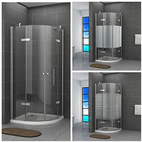 Duschkabine Viertelkreis Duschabtrennung Glas Runddusche 5 cm Eckdusche Pendel, Größe:90 x 90 x 190 cm, Dusche_Amazon:Teilsatiniert | ohne Duschtasse & Ablauf