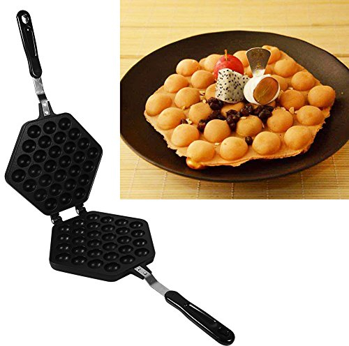 Bubble-Waffeleisen, Eierpfanne Egg-Waffles Waffel Maker Antihaft Ei-Waffel-Pfanne mit 2 haltbaren Griffen für eiförmige kuchen machen