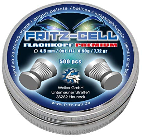 500 Flachkopf Premium Diabolos 4,5mm Fritz-Cell für Luftgewehr Luftpistole…