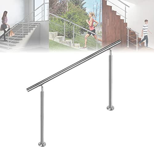 LARS360 150cm Handlauf Geländer Treppengeländer Ø 42 mm Geländerstäben aus Edelstahl 0 Querstreben Terrassengeländer Bodenmontage Bausatz Treppen für Drinnen Draußen Treppen Balkon Brüstung
