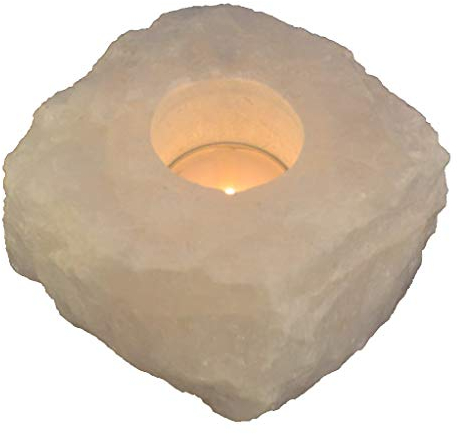 Bergkristall Rohstein Teelichthalter groß | Kristall Edelstein Teelicht Kerzenhalter | Echter Bergkristall Naturstein