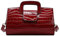 Milya Damen Vintage Krokodil Lackleder Handtasche Clutch Henkeltasche Abendtasche Umhängetasche Ledertasche Schultertasche mit Schulteriemen, Lackleder Rot