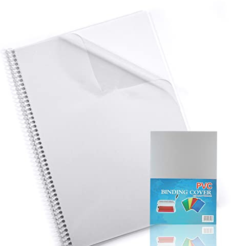 LEO's - 100 x Deckblätter zum Binden in A4 klar transparent - Klarsichtfolie glasklar für Ringbindung & Bindemappen aus PVC - Buchbinder Einbanddeckel für Vorder- und Rückseite