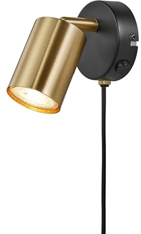 Nordlux Explore Wall Light, Adjustable Directional Bedside Lamp, Brass | Small adjustable spotlight for reading & bedside use - muted blue, tilts and rotates for precise light