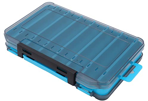 Aoutecen Angelköderbox, Fallschutz aus Kunststoffmaterial Anti-Verlust-Doppelseitige Köderbox Verschleißfest Schnelle Aufbewahrung mit Griff zum Angeln(Blau)