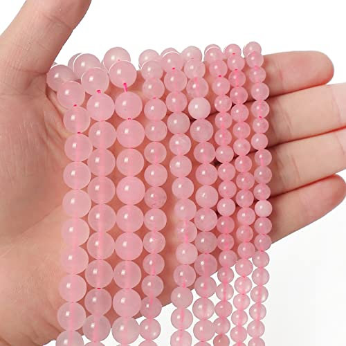 45pcs 8mm Natural Rose Quartz Gemstone Beads Energy Healing Crystal Round Loose Stone Beads for Jewelry Making, DIY Bracelets Necklaces