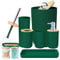iMucci Badezimmerzubehör, Badezimmer-Set mit Mülleimer, Zahnbürstenhalter, Seifenspender, Seifen- und Lotion-Set, Becher (9-teilig, dunkelgrüne Holzabdeckung)