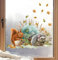 wolga-kreativ Fenstersticker Fensterbilder Glasdekorfolie Motiv Fensterfolie Fenstertattoo Herbst Wald Igel Eichhörnchen Blätter Aufkleber Sticker Fenster Küche Kinderzimmer Wohnzimmer