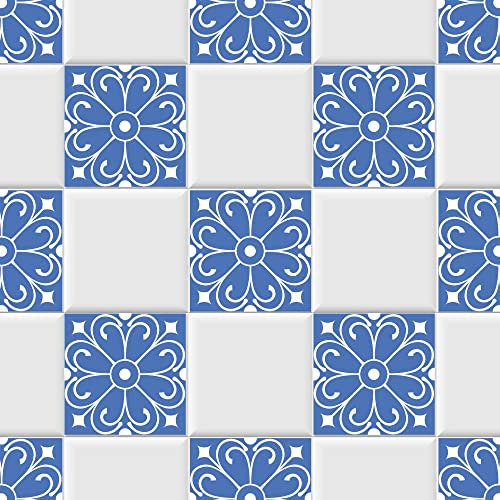 INDIGOS UG Fliesenaufkleber Bad und Küche - Set 066 - Mexiko - 25x25cm - 45 Stück - Fußbodenfliesen - Wandfliesen selbstklebend - Klebefliesen für Boden - WC, Bordüre Fliesenspiegel renovieren