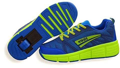 WOHS Turnschuhe mit automatisch einziehbaren Rollen. Blau/grün. Größe 37