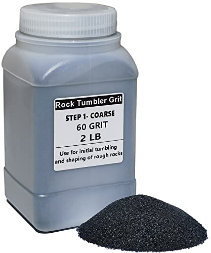 2 lbs Rock Tumbler Grit for Step 1 Tumbling Stones, Tumbler Media Grit,Rock Polishing Grit Media, Works with Any Rock Tumbler, Rock Polisher, Stone Polisher,COARSE 60# Silicon Carbide Grit