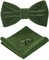 HOULIFE Fliege Herren Set - Verstellbare Fliege aus Samt Vorgebunden Fliege, einfarbige Einstecktuch, Manschettenknöpfe Set für Bräutigam Hochzeit formal mit Geschenkbox - Olivgrün