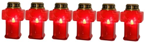 UKCOCO 6 Stk Beleuchtetes Kreuz Weihnachtskrippenkerzen Led Kerzenlichter Dekor Kerzenlicht Wiederverwendbar Led-kerzen, Grabschmuck Led-nachtlicht Heilig Rote Kerze Das Kreuz Plastik