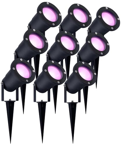 Ledvion - 9X SMART Wifi LED Strahler, Aluminium, IP65, 5W, RGBWW, 1 Meter Kabel, LED Strahler, Außen Garten Spot