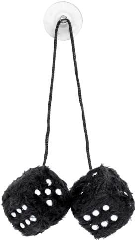 AYNKH 6 cm flauschige Würfel, Autospiegel zum Aufhängen, Weihnachtsbaumschmuck, Auto-Innenanhänger, Paar hängende Paarwürfel (schwarz)