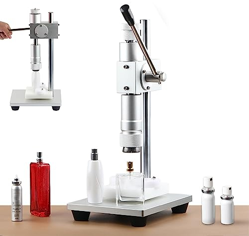 Capsuleuse Manuelle de Parfum, sertisseuse de Bouchons de flacons pulvérisateurs en Aluminium 2 en 1 et Machine à sceller Les Colliers de Parfum, Machine à sceller à la Main réglable en Hauteur, joi