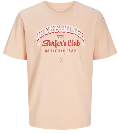 JACK & JONES T-Shirt pour Homme, Peach Parfait/Détail : chiné, L