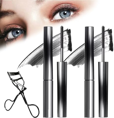 Rome Apparel Iron Rod Mascara, Iron Wand Mascara, Metallstab-Mascara, 3D-Wimpern-Eisen-Mascara mit Lockenstab, Lockenstab-Mascara, Wasserfest, Langlebig und Wischfrei (Black 2pcs)