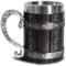 CHOYES Mittelalterliche Drachen Bierkrug,Wikinger Bierkrug,Holzfass Krug, Edelstahl Bierbecher,Retro-Stil Kaffeetasse Krug 550 Ml Harz-Gothic-Tasse Mit Griffen,Schwarz