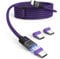240W Câble de chargeur magnétique, 5A/48V,Charge Magnétique USB Type C, Câble Aimanté en violet Nylon pour Samsung Galaxy Z Fold6/Z Filp6,iPhone 15,Xiaomi 14 Pro (1.8M C-C+3*C)