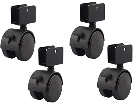4-teilige Möbelräder mit U-förmiger Halterung, 50 mm robuste Lenkrollen, Ersatzräder, inklusive Schrauben, für selbstgebaute Tische, Sofas, Blumenständer, Kinderbetten, Aufbewahrungsboxen (Farbe: Nero
