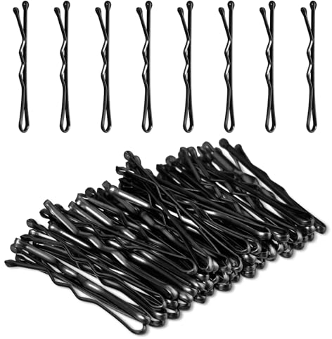 Amabro 50 Stück Mini Haarnadeln, 3,5 Cm Bobby Pins, Kleine Gewellte Haarnadel Haarspange Aus Metall Haarklammern für Frauen Mädchen Kinder Dutts Langes Glattes Lockiges Haar Alle Haartypen (Schwarz)