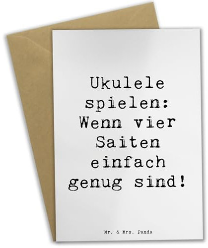 Mr. & Mrs. Panda Grußkarte Spruch Ukulele Freude - Geschenk, vier Saiten, Musizieren, Geburtstagskarte, Ukulele spielen, Instrumente,