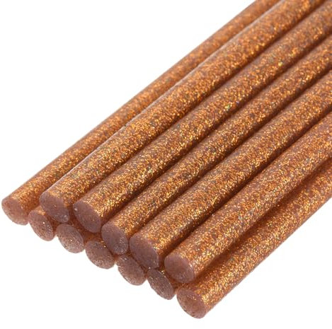 QUARKZMAN 12 Stück Heißklebestifte 7mm x 200mm Heißklebesticks Bunt Heißklebepistole Sticks Heißkleber Klebestifte Klebstoff für DIY Kunsthandwerk AbdichtungGlitzer Bronze Gold