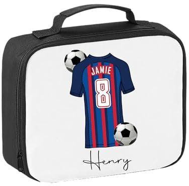 Pickhut Personalised Football Team Shirt & Jersey Kit Lunch Bag Back to School Gift for Kids, Customised with Name/Number/Text Boys Lunch Box (D6)
