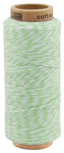 fuwi Baumwollkordel 1 mm - Baumwollschnur & Bäckergarn, 100 m zweifarbig - für Makramee, Geschenkband und Dekoration, 100% neue Baumwolle, matt und farbecht (1041 Weiß - Pistazie)