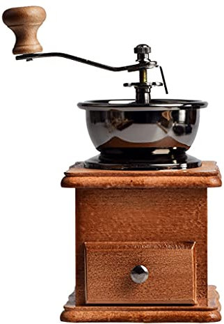 AMULONG Coffee Bean Grinder, Manual Coffee Grinder, Vintage Wooden Hand Coffee Mill,For Drip Coffee French Press,With Brush And Measuring Spoon Office Travelling Use
